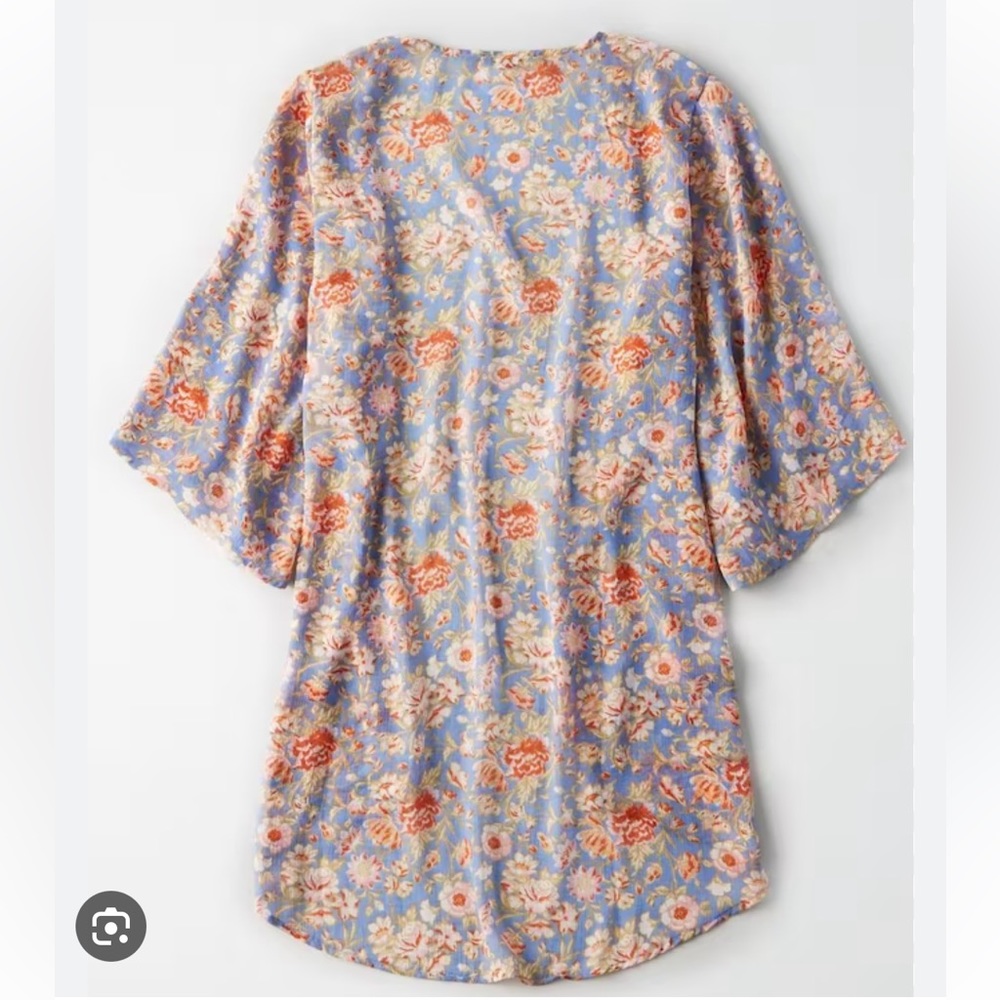 American Eagle Women Blue 9155 June Chiffon Kimono